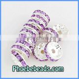 Wholesale 10mm Crystal Spacers Beads Glittering Lavender Rhinestone Metal Findings For Basketball Wives Earring Making RRS-A002B