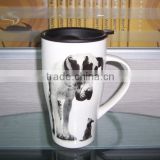 promotional New bone china travel mug with dog design
