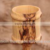 Olive Wood Carved Goblet Wineglass Hand Made thumbnail-3