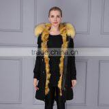 Brand Fashion Womens Genuine Fox Fur Lining Parka With Raccoon Fur Hood thumbnail-1
