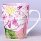 Factory wholesale 10oz stoneware flower printed coffee mugs