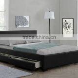 4 Drawer Storage Black Leather Bed thumbnail-1