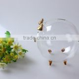 China manufacturer custom design hot sale piggy bank decorative clear borosilicate promotional glass home decoration