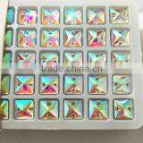Fancy Super Shine 10x10mm Square Shaped Sew on Stone With Double Hole for Wedding Dress thumbnail-1