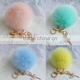 Rabbit Fur Keychain Fur Pom Pom Key Chain for Handbag Fur Ball thumbnail-3