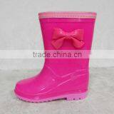 New Style 3D Fancy Girls PVC Rain Boot With Pink Bowknot