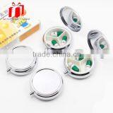Promotion Round Three Grids Inside Chrome Color Metal Pill Box