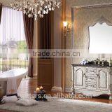 European Style Wood Bathroom Vanity Exquisite Carved Beige Solid Wood WTS804