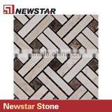 Newstar Top Cheap Basketweave Crema Marfil Emperador Kitchen Tile Mosaic thumbnail-2