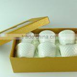 White Ceramic Tea Cup With Embossing and Golden Line for Wholesale 6 Pcs/set,with Color Box Paking. thumbnail-1