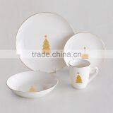 Porcelain Dinnerware Set With Gold Line and Decal,Christmas Dinnerware Set With Gold Lines,ceramic Dinnerware Set With Gold Line thumbnail-2