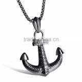 2017 Fashion Jewelry Mens Gold Anchor Necklace Men Stainless Steel Hook Pendant thumbnail-2