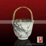 Handmade Painted Flower Basket Craft Made in Jingdezhen thumbnail-1