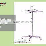 Metal Service Equipment Display Rack 4 Way Revolving Clothes Hanging Rail