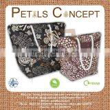 Twisted Rope Handle Nature Print Bag - From India - Made From Laminated Canvas thumbnail-1