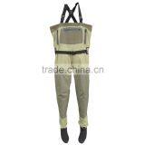 3 layer composite waterproof breathable chest fishing wader with neoprene sock