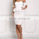 Fabulous Sexy Girls White Off Shoulder Peplum Bodycon Night Party Dress Pictures All Types Of Ladies Dresses HSd5039 thumbnail-4