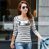 Europe Style Women Striped T-shirt Tops Cotton Inner Long Sleeve t Shirt thumbnail-2