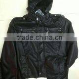NEWEST TOP FASHION MEN WINTER PU JACKET WITH HOOD thumbnail-5