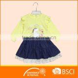 Baby Clothing Wear Custom Long Sleeve Shirt Matching Denim Dress Sets thumbnail-1