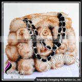 CX-H-13D In-Stock Women High Quality Chain Bag Genuine Rex Rabbit Fur Hand Bag thumbnail-6