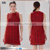 A-Line Neck Red Chiffon Dress Pattern Casual Design Ladies Aristocratic Style Dress SR-D9792 thumbnail-1