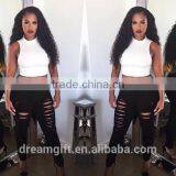 2016 Women Pants Ladies Casual White and Black With Waist-length Ripped Distressed Skinny Female Jeans thumbnail-6