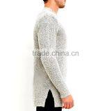 Wholesale Price Plain Rib Cuffs and Hem Split Pullover Men Crewneck Sweater thumbnail-2