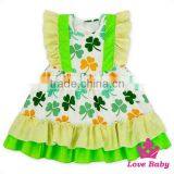 Newest St.Patricks Item Green Color Flutter Puffy Sleeve Ruffle Design Baby Girl Short Summer Dress thumbnail-5