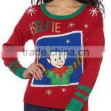 Custom Funny Pictures Festival Young Girls Wearing Knits Sweater for Christmas thumbnail-2