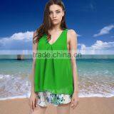 Fashion Summer Deep V Neck Chiffon Sleeveless Woman Blouse For Sale thumbnail-5
