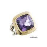 Sell DY 18K Gold and Sterling Silver With Amethyst Cable Ring thumbnail-1