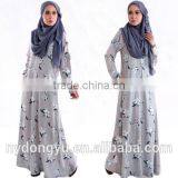 Gray Flower Muslim Dress/ Dqlan Muslim Islamic Latest Design Abaya Kaftan Dresses/fancy dl Islamic Muslim Dress