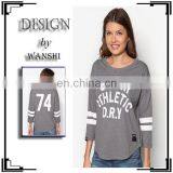 Latest Design Varsity College Baseball Top 100% Cotton Women Tops and Blouse