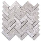Fashion White Wooden Marble Bathroom Backsplash Mosaic thumbnail-4