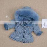 2020 Winter Children's Girls Fashion Warm Fur Denim Coat thumbnail-5