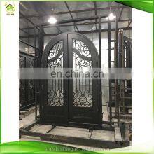 Custom Made Opening Glass Unique Scroll Design Single Panel Swing Raw Material French Entry Security Wrought Iron Exterior Doors thumbnail-4