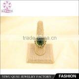 2015 Yiwu New Product Gold Plated Ring With the Earth`s Surface Oval Flat Imitation Jade thumbnail-1