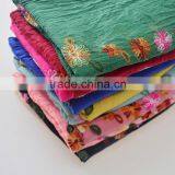 Good Quality Flowers Embroideried Soft Cotton Shawl Scarf Hijab thumbnail-6