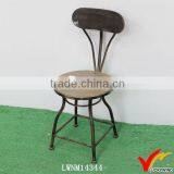Wood Metal Round Seat Home Retro Chair Vintage France Style