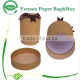 Best Sale Craft Paper Round Soap Box Kraft With Chocolate Brown Silk Ribbon Bowknot
