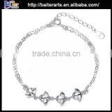 High Polished Intercross 925 Sterling Silver Flat Open Bridal Bracelet thumbnail-4