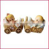 Resin baby crafts baby figurine decoration baby in baby carriage