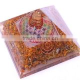 Wholesale Supplier Of Yellow Jasper Chakra Flower Of Life Pyramid : India