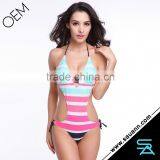OEM Accepted Stripe Pattern Hollow Out One Pieces Women's Sexy Swimwear Bikini thumbnail-4