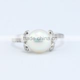 Mystery 2015 New Fashion brand 925 sterling silver 8.5MM pearl ring jewelry