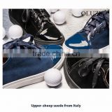 OLZS7 Blue and Black optional lace up flat rubber out sole fashion cute sneakers for teenagers