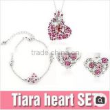 Tiara heart SET Platinum / 18 K gold plated / / heart shape / Crystal / Bracelets / Necklaces