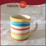 Colorful Rainbow Strip Stoneware Handpainted Coffee Mug thumbnail-6