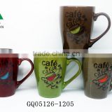 Wholesale stoneware mugs with different colors and handpainting 12oz